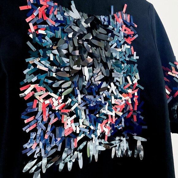 H&M Black Cropped Glitter Sequence Embellished Top 2 - Picture 3 of 5